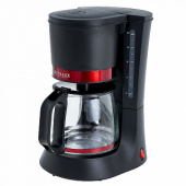 Кофеварка DELTA LUX DL-8152 700Вт черная с красным, 1200 мл (10 ЧАШЕК ), антипролив (6)