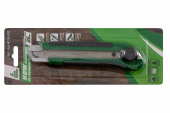 Нож строительный с выдвижным лезвием 25 мм пластиковый прорезиненный, винтовой фиксатор, с направляю