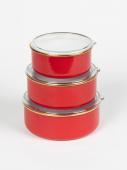 Набор эмалированных контейнеров 6 OMS (3/3) цвет красный 10200-Rd Турция